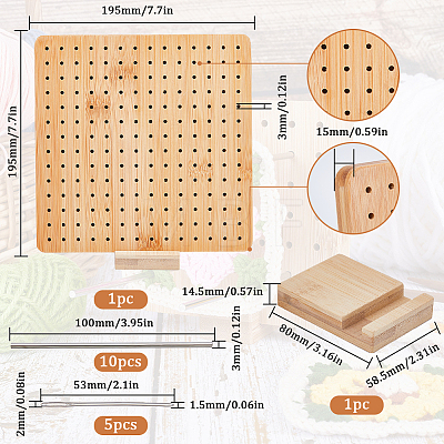 Square Bamboo Crochet Blocking Board DIY-WH0002-62B-1