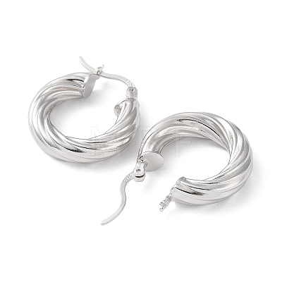 Rhodium Plated 925 Sterling Silver Hoop Earrings EJEW-K258-12P-1