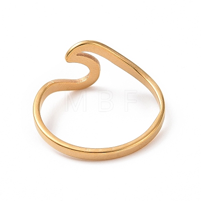 Ion Plating(IP) 201 Stainless Steel Wave Finger Ring for Women RJEW-J051-04G-1