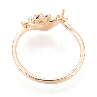 Flower Brass Micro Pave Clear Cubic Zirconia Cuff Ring Settings KK-T076-79G-1