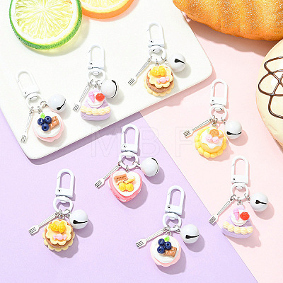 8Pcs Resin Cake & Iron Bell & Alloy Fork Pendant Decorations HJEW-YW00279-1