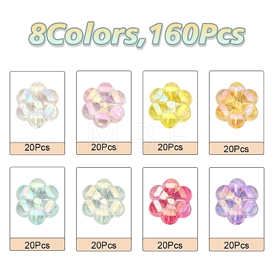 160Pcs 8 Colors Transparent Acrylic Beads MACR-YW0001-91-1