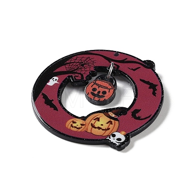 Halloween Theme Opaque Printed Acrylic Pendants SACR-Z006-07D-1