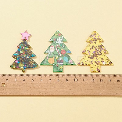 6Pcs 3 Styles Christmas Theme Double-sided Printed Acrylic Pendants SACR-FS0001-19-1