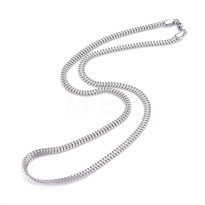 Men's 304 Stainless Steel Diamond Cut Cuban Link Chain Necklaces NJEW-G340-11P-1