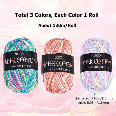 Gorgecraft 3 Rolls 3 Colors 3-Ply Crochet Yarn OCOR-GF0002-46-1