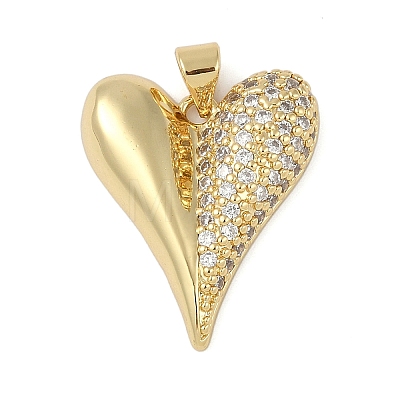 Brass Micro Pave Clear Cubic Zirconia Pendants KK-S392-02G-1