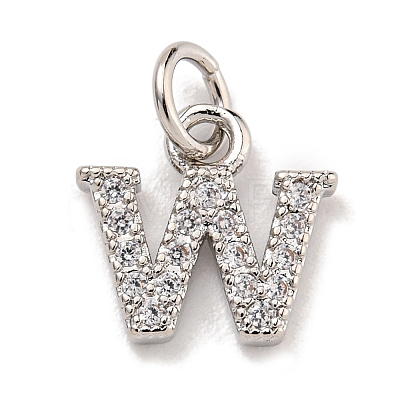 Initial Letter Brass with Cubic Zirconia Charms LS-KK-Q814-26W-P-1
