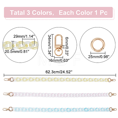 WADORN 1 Set Macaron Color Transparent Acrylic Chain Bag Handles AJEW-WR0001-67-1