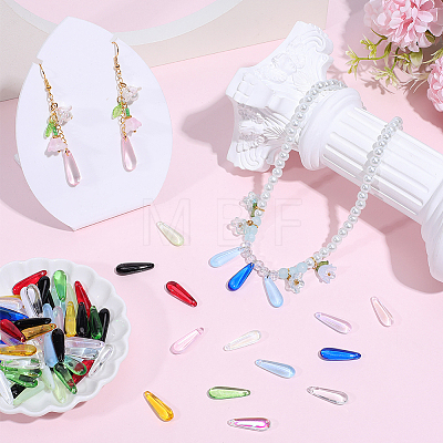 130Pcs 13 Colors Baking Paint Transparent Glass Pendants FIND-SC0023-46A-1