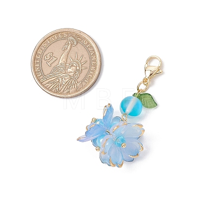 Flower Synthetic Moonstone & Glass Pendant Decorations HJEW-TA00337-02-1