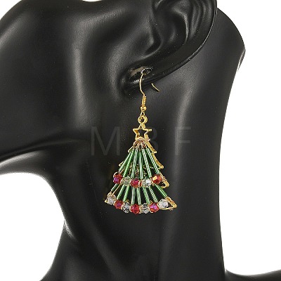 Christmas Glass & Alloy Dangle Earrings EJEW-JE07527-1