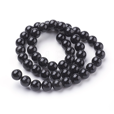 Natural Obsidian Beads Strands X-G-G099-8mm-24-1