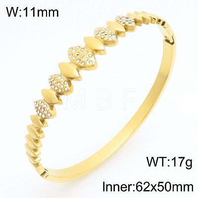 304 Stainless Steel & Crystal Rhinestone Hinged Bangles for Women WGC712A-06-1