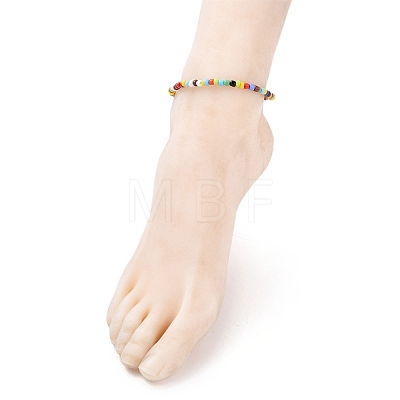 Opaque Glass Seed Beads Anklets AJEW-AN00325-1