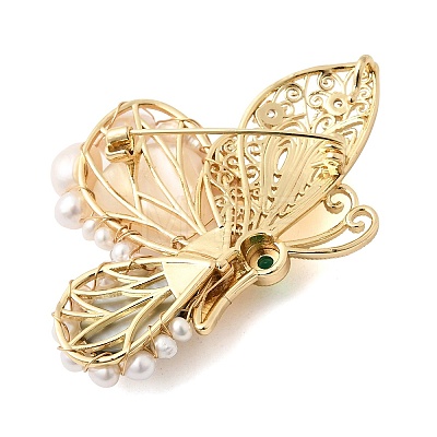 Brass Micro Pave Clear Cubic Zirconia Brooches AJEW-H158-02G-1