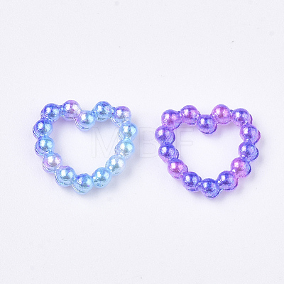 Rainbow ABS Plastic Imitation Pearl Linking Rings OACR-T015-04-06-1