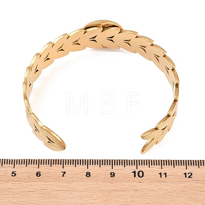 304 Stainless Steel Leaf Cuff Bangle Making STAS-F366-12B-G-1