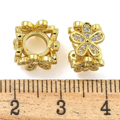 Rack Plating Brass Micro Pave Cubic Zirconia Beads KK-I718-29G-1