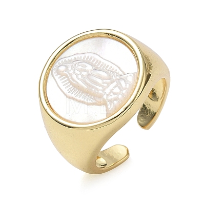 Brass & White Shell Cuff Open Rings KK-CBA56EF-42C-G-1