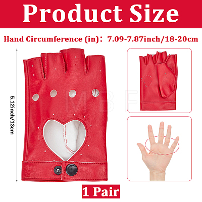 PU Leather Fingerless Gloves AJEW-CL0003-67A-1