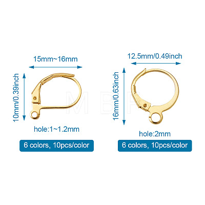 Kissitty Brass Leverback Earring Findings KK-KS0001-14-1