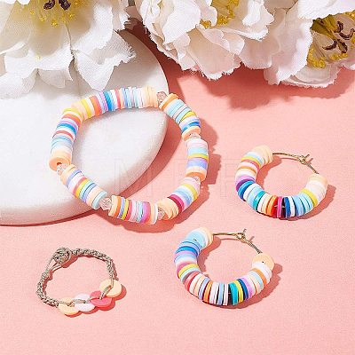 Flat Round Handmade Polymer Clay Bead Spacers X-CLAY-R067-4.0mm-13-1