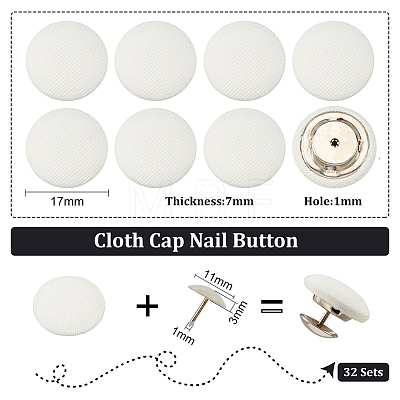 BENECREAT 32 Sets Cloth Cap Nail Button DIY-BC0012-17B-1