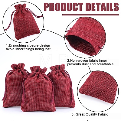 Beebeecraft Polyester Imitation Burlap Packing Pouches Drawstring Bags ABAG-BBC0001-02B-04-1