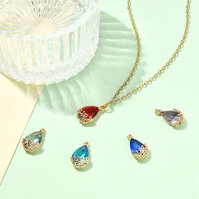 5Pcs 5 Colors Transparent Glass Pendants GLAA-FS0002-74-1