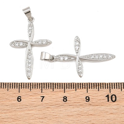 Brass Micro Pave Clear Cubic Zirconia Pendants CU-CBADC6C-01P-1