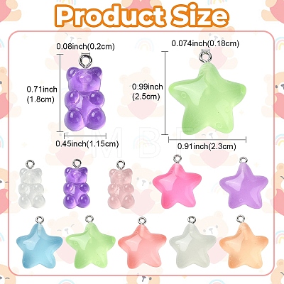 10Pcs 10 Styles Luminous Transparent Resin Pendants RESI-YW0001-80-1