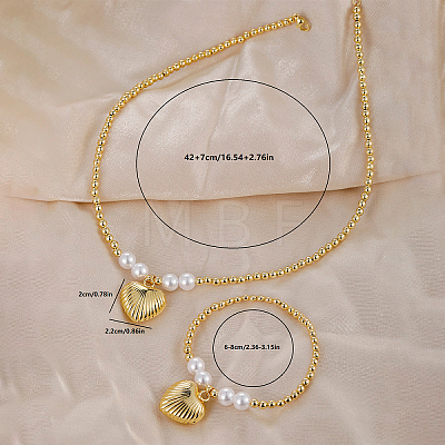 Brass Heart Bracelets & Necklaces Sets for Women CA5711-2-1