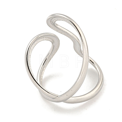 Non-Tarnish 304 Stainless Steel Open Cuff Ring for Women RJEW-A043-24P-1