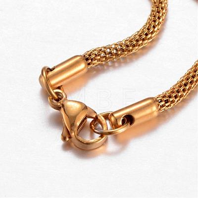 201 Stainless Steel Mesh Chain Necklaces NJEW-G256-01G-1
