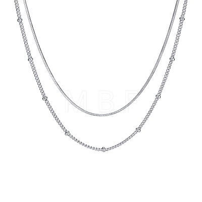 Non-Tarnish 304 Stainless Steel Double-Layer Necklace NJEW-Q321-01P-1