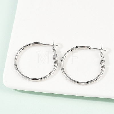 Tarnish Resistant 201 Stainless Steel Hoop Earrings EJEW-F188-24P-A-1