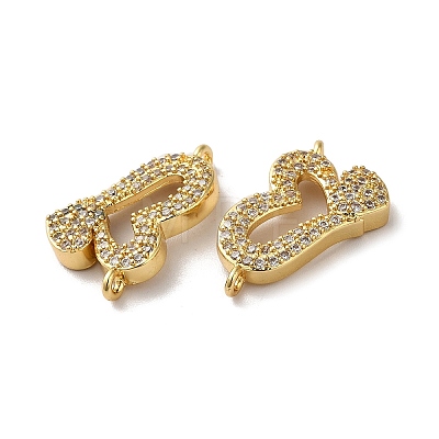 Eco-Friendly Rack Plating Brass Micro Pave Clear Cubic Zirconia Connector Charms KK-F853-27G-1