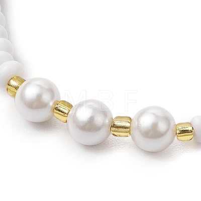 Shell Pearl Bead & Glass Seed Beads Bracelets BJEW-MZ00136-01-1