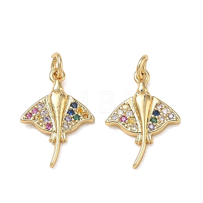 High Polished Ocean Brass Micro Pave Clear Cubic Zirconia Pendants CU-CBAF3CF-02O-02-1