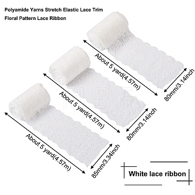 Yilisi 3 Bags 3 Style Polyamide Yarns Stretch Elastic Lace Trim OCOR-YS0001-07-1