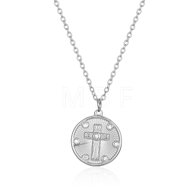 Round Cross Pendant Necklaces GT4344-2-1