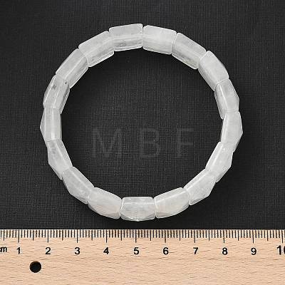 Square Natural Quartz Crystal Beads Stretch Bracelets for Women Men BJEW-C097-06W-1