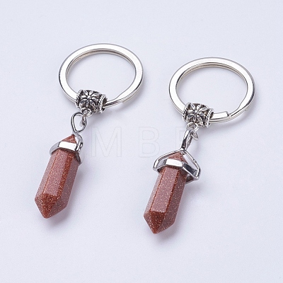 Natural/Synthetic Mixed Stone Pointed Keychain KEYC-E023-01-1