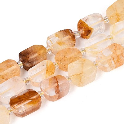 Natural Yellow Hematoid Quartz/Golden Healer Quartz Beads Strands G-C098-A29-01-1