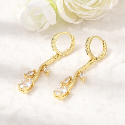 Brass Micro Pave Cubic Zirconia Hoop Earrings CU-CBA108A-14G-02-1