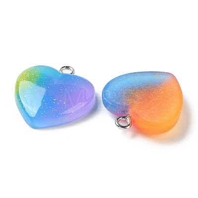 Rainbow Color Opaque Resin Pendants RESI-A025-04-1