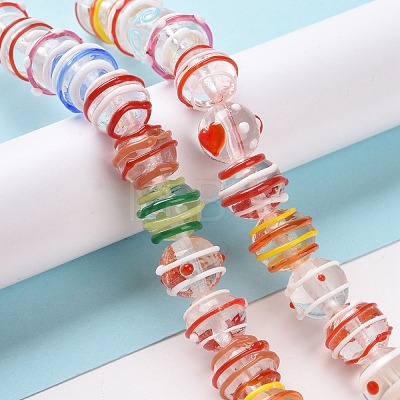 Round Handmade Clear Lampwork Beads Strands LAMP-G150-02D-1