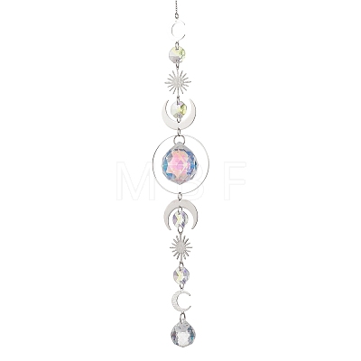 Glass Teardrop Window Hanging Suncatchers HJEW-JM04515-02-1