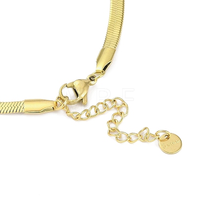 304 Stainless Steel & ABS Plastic Herringbone Chain Flower Pendant Necklaces for Women NJEW-C055-01G-1